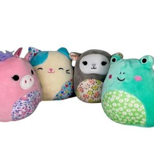 NWT Kellytoy Mini Squishmallows 5” Mikah, Kesla, Elea & Wendy w/ Floral Bellies